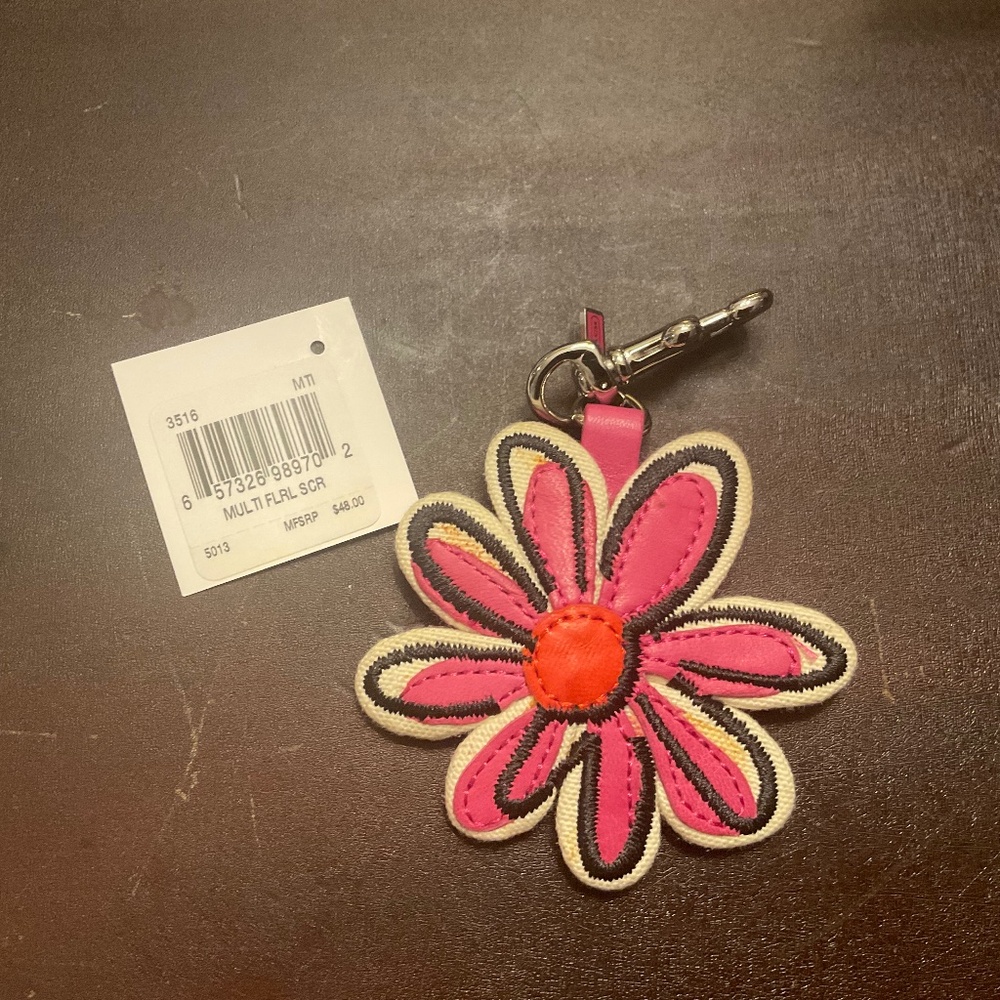 Coach Limited Edition Multicolor Floral Leather Key Fob